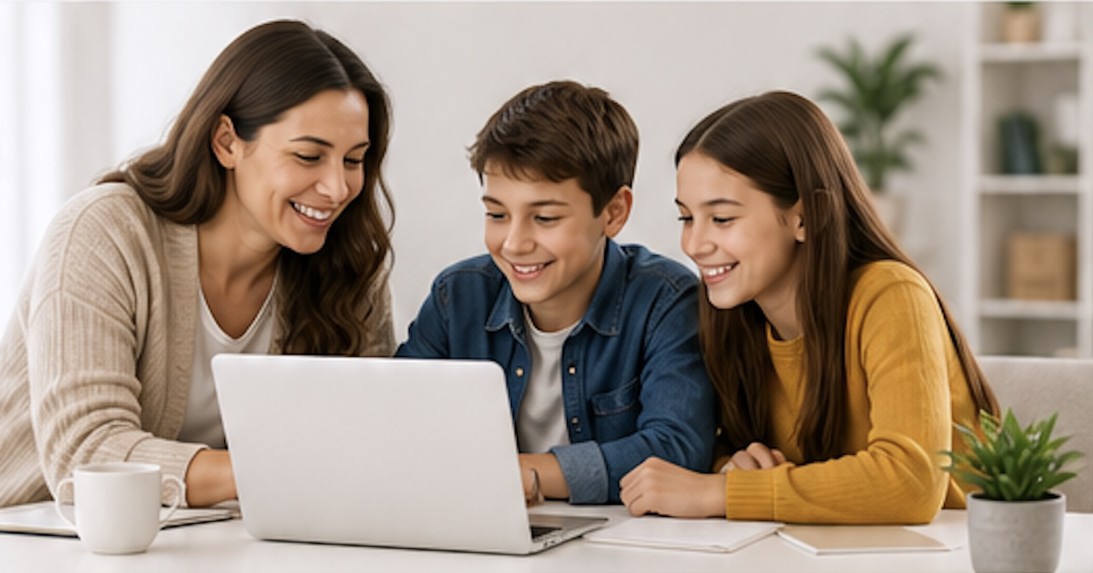 Family and students learning together