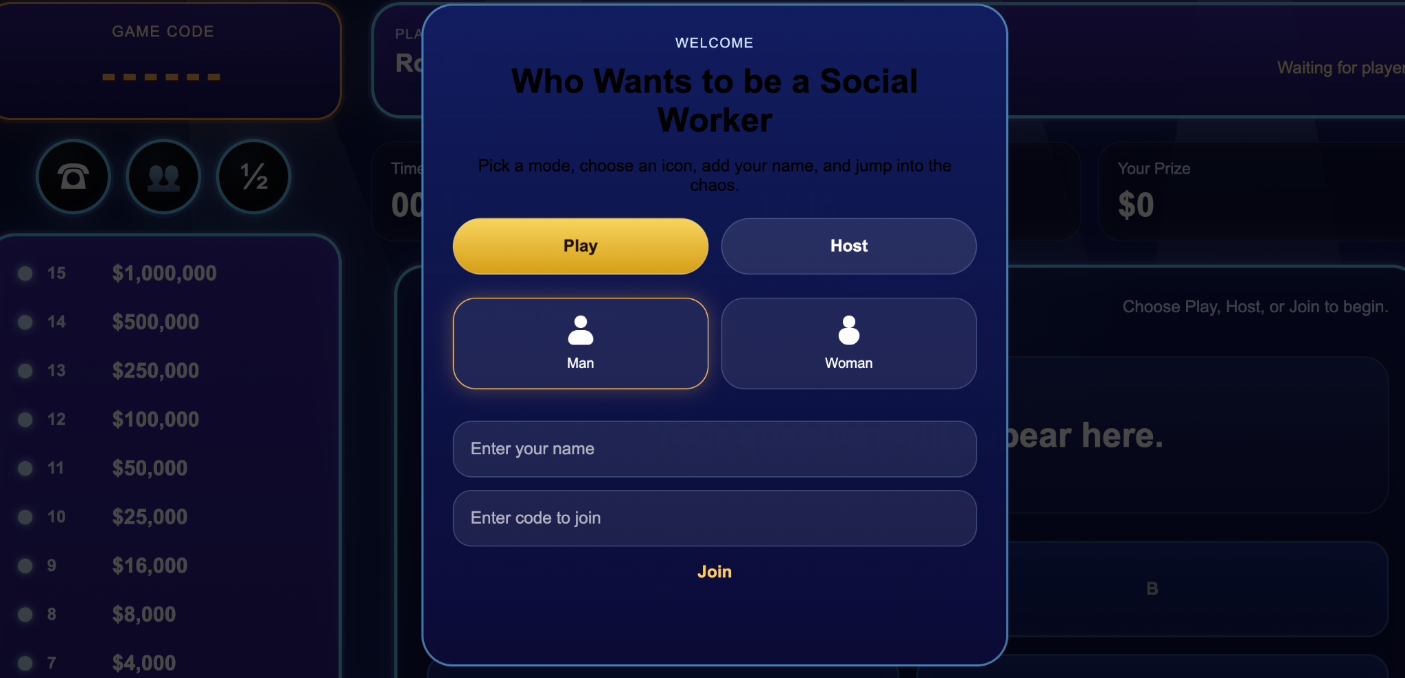 Who Wants to be a Social Worker screenshot
